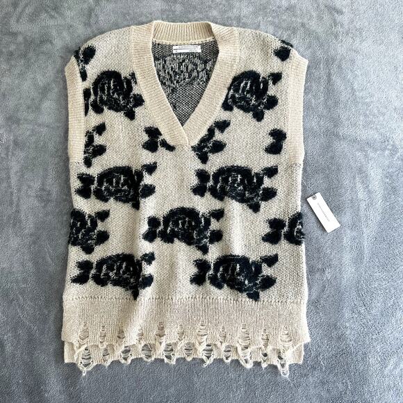 Anthropologie Knit Wool Blend Sweater Vest Women's XS NWT Cottagecore Boho - Picture 1 of 12